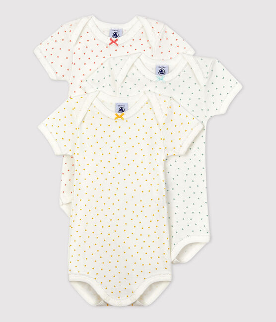 Heart Patterned Short-Sleeved Cotton Bodysuits - 3-Pack variante 1