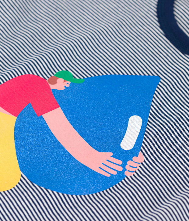 Petit Bateau x Water Family Boys' T-Shirt blue/white