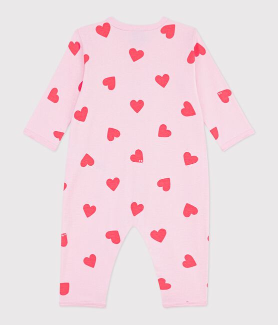Babies' heart print footless cotton pyjama suit MARQUISE /PEACHY