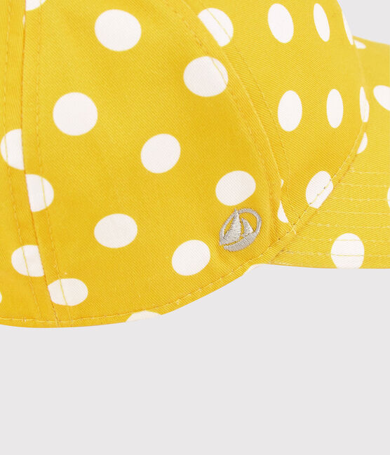 Girls' Spotted Print Cap SHINE yellow/MARSHMALLOW white