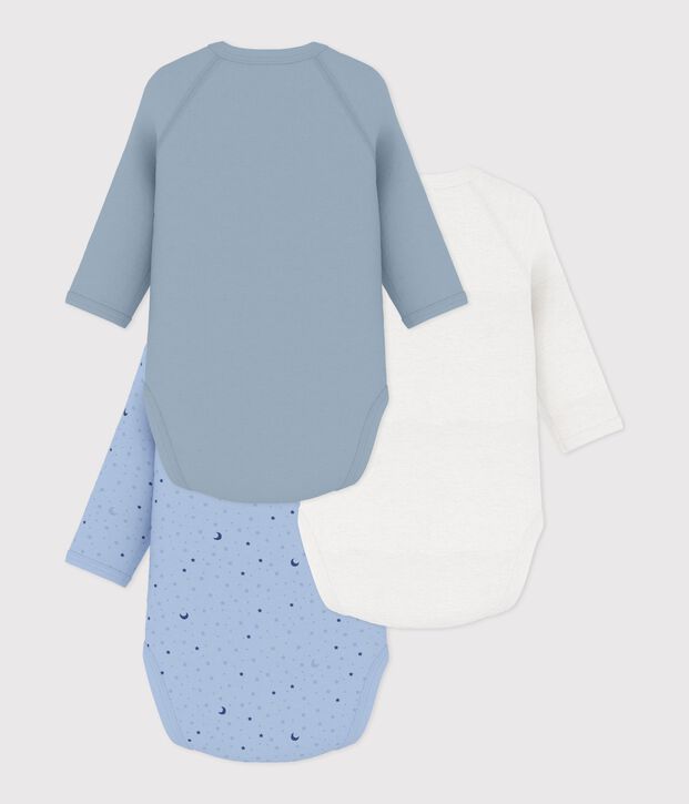 Pack of long-sleeved printed cotton wrapover bodies for babies multicolor