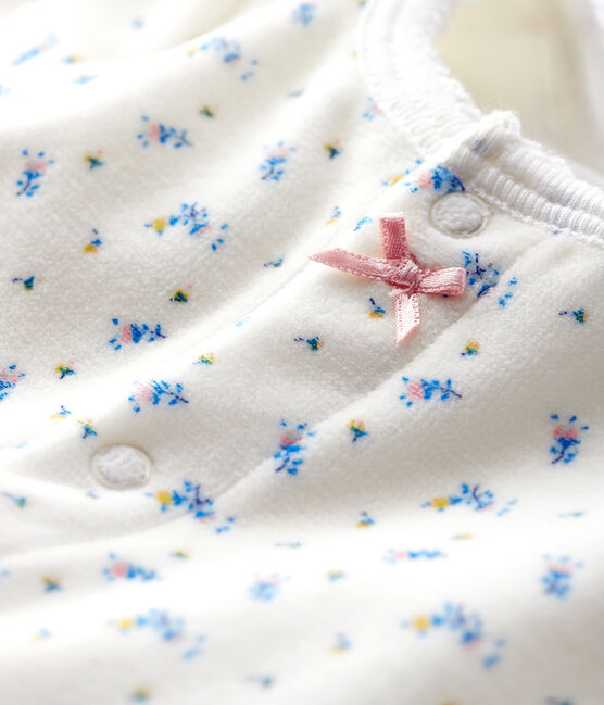 Baby Girls' floral print Velour Bodyjama MARSHMALLOW white/MULTICO white