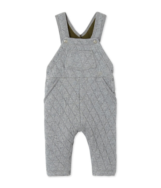Baby boy's quilted double knit overalls grey