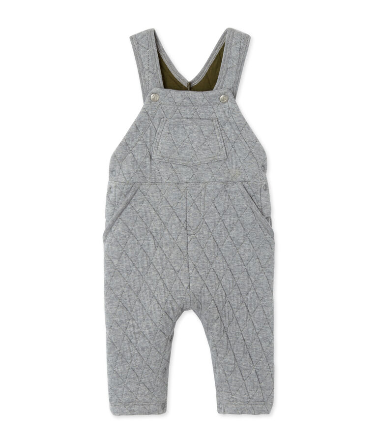 Baby boy's quilted double knit overalls grey