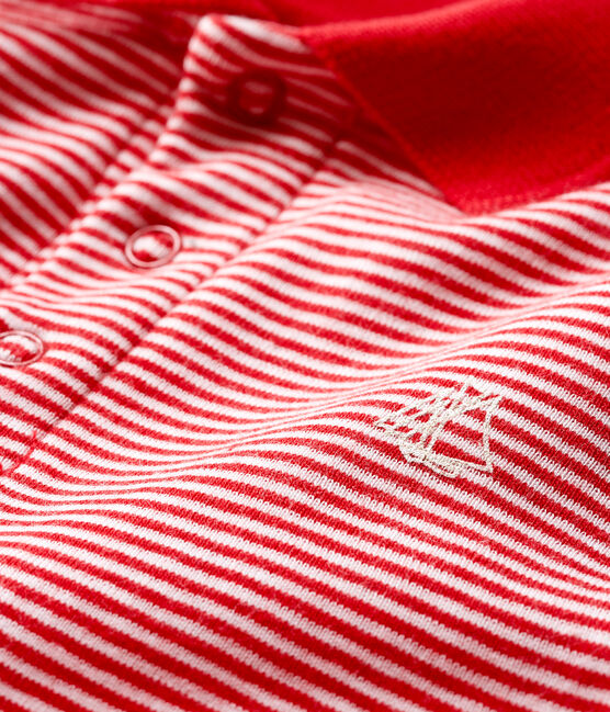 Baby Boys' Pinstriped Polo Shirt Bodysuit TERKUIT red/MARSHMALLOW white
