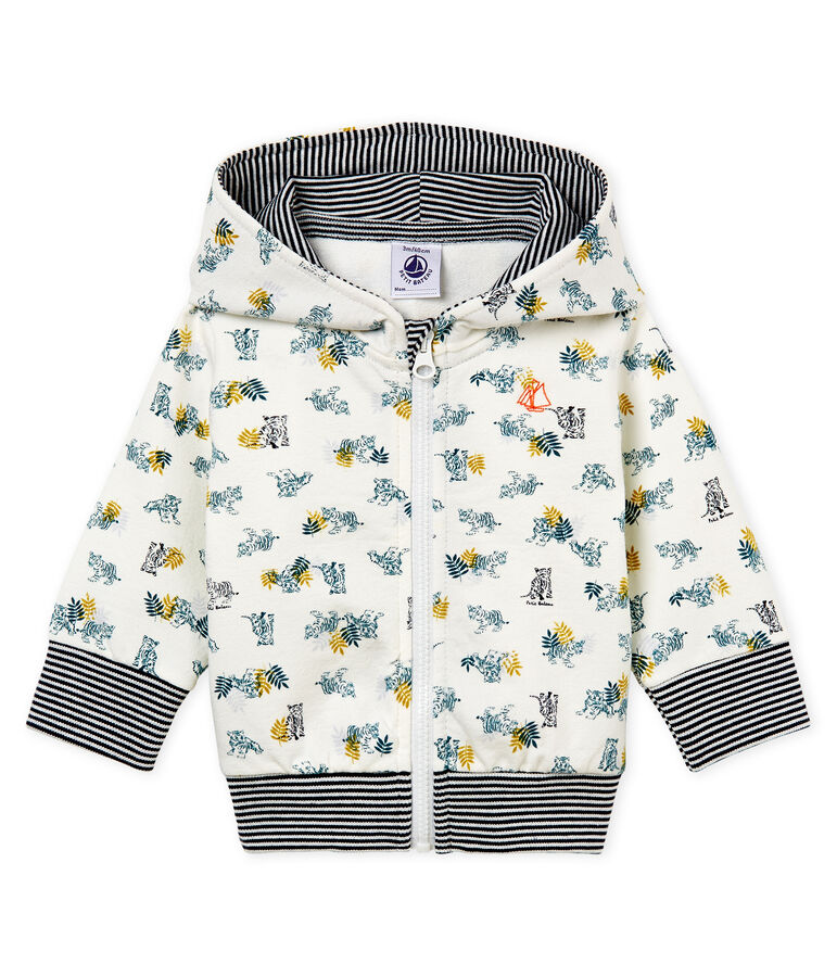 Baby boys' print hooded zip up Sweatshirt white/multicolor