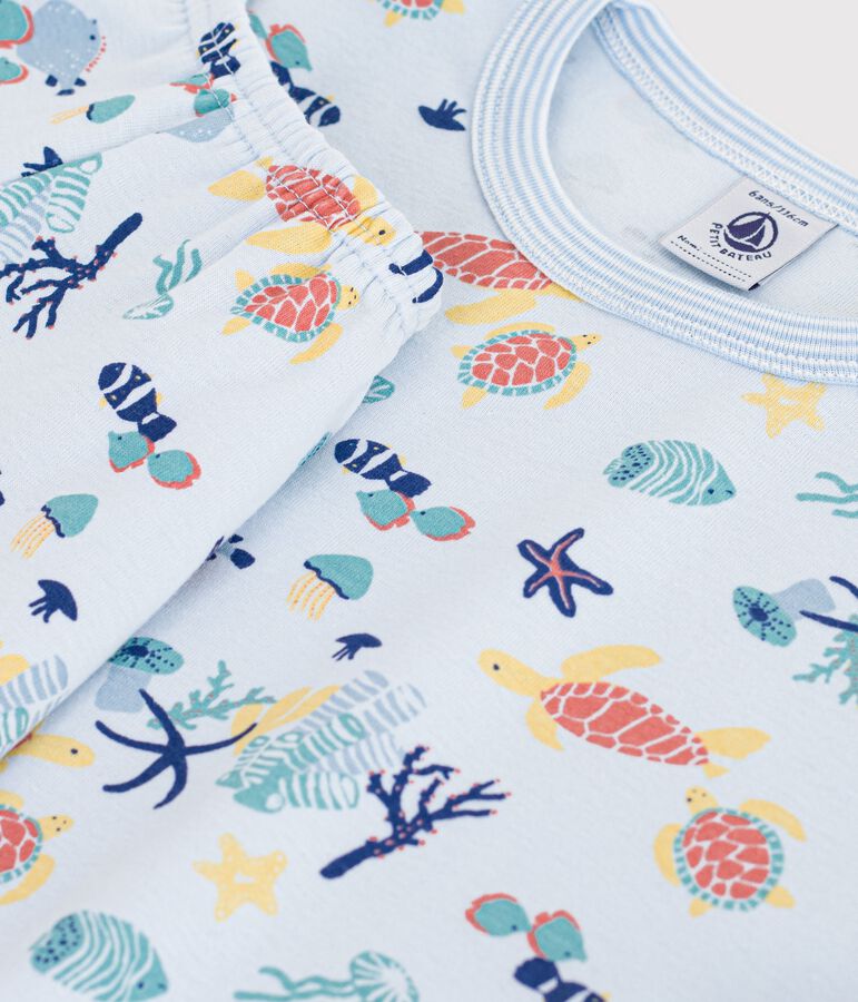 Children's short glow-in-the-dark printed cotton pyjamas blue/multicolor