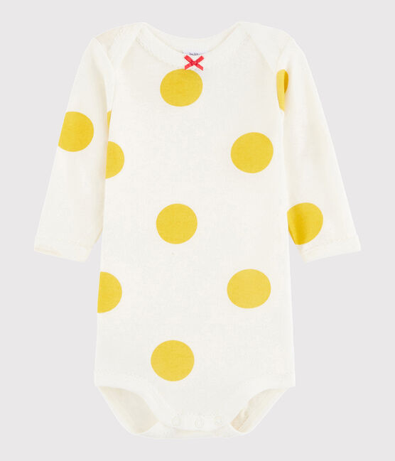 Baby Girls' Long-Sleeved Bodysuit MARSHMALLOW white/BLE yellow