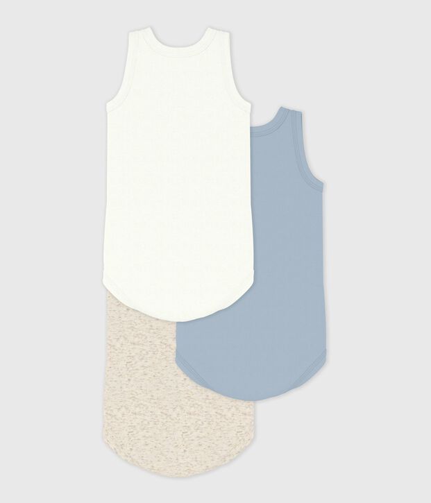 Babies' sleeveless plain cotton bodysuits - 3-Pack multicolor