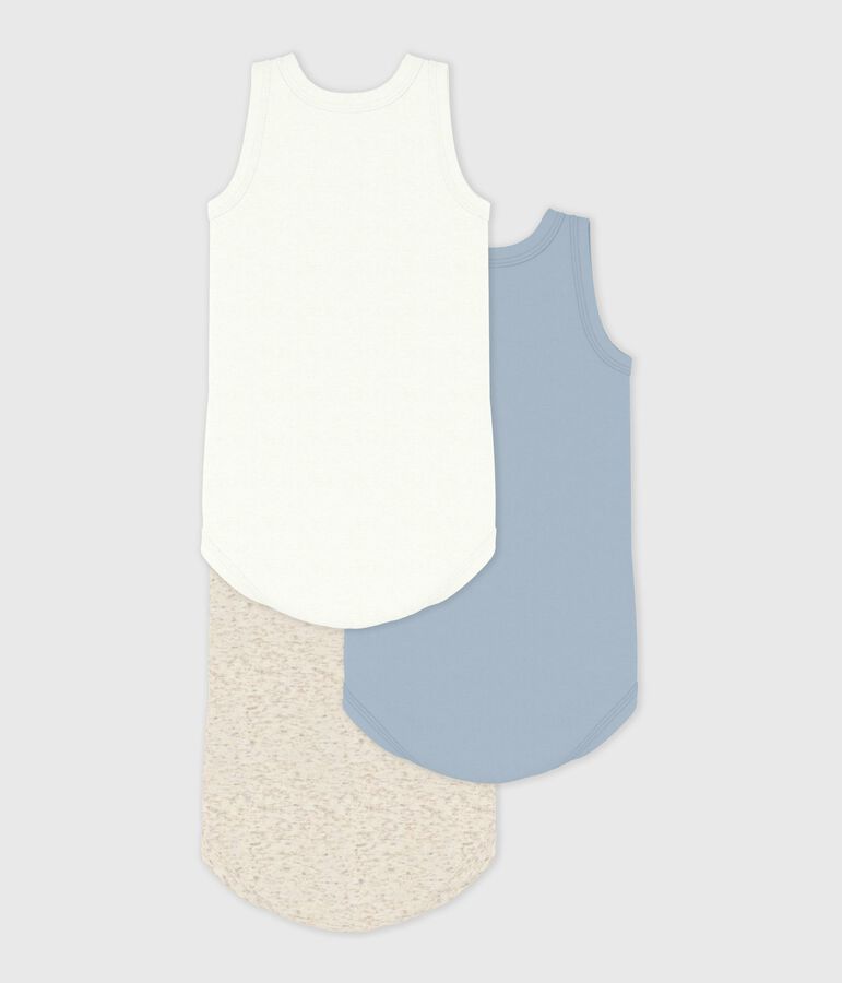 Babies' sleeveless plain cotton bodysuits - 3-Pack multicolor