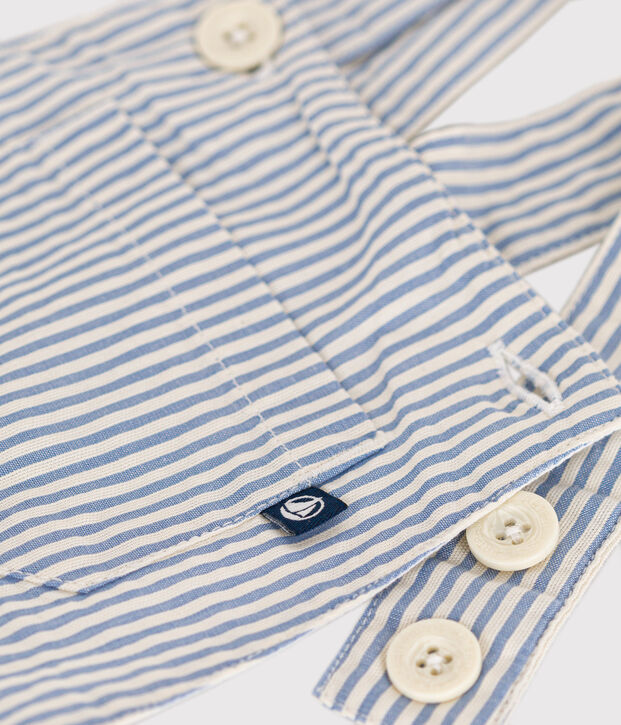 Babies' Seersucker Dungaree Shorts blue/white