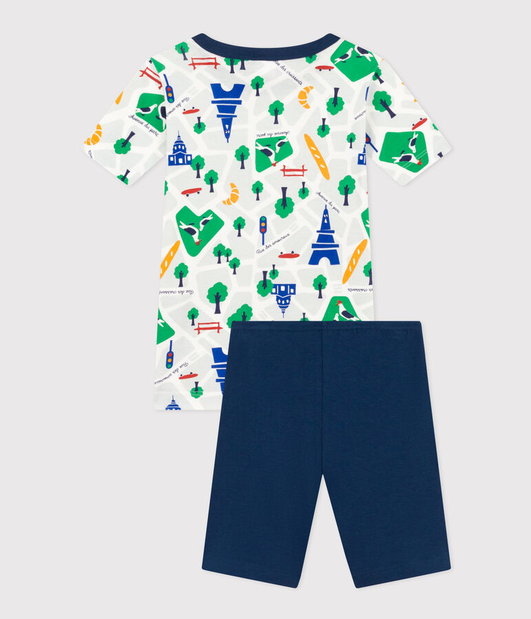 Children's Short Cotton Paris Print Pyjamas blue/multicolor