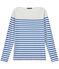 Women's striped sleeveless tee MARSHMALLOW white/PERSE blue