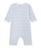 Baby girl's footless sleepsuit ECUME white/BLEU blue