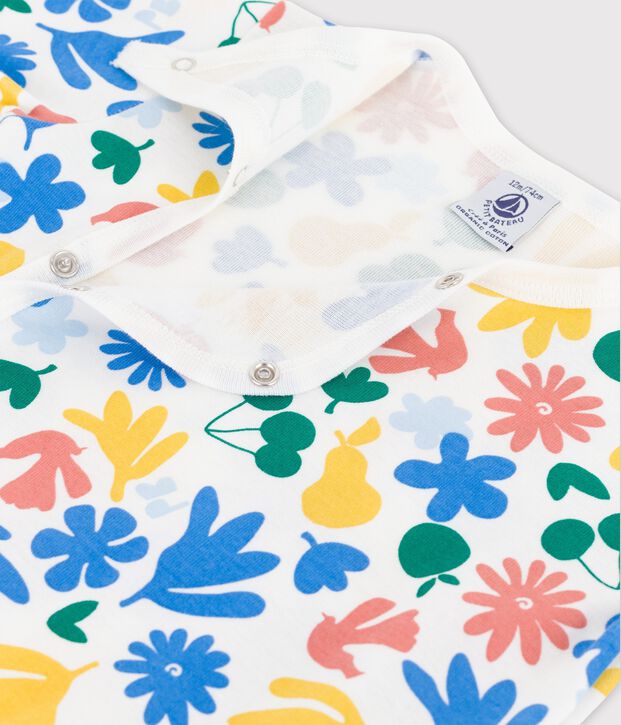 Babies' Floral Cotton Sleepsuit white/multicolor