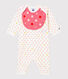 Baby girl's footless sleepsuit and bib