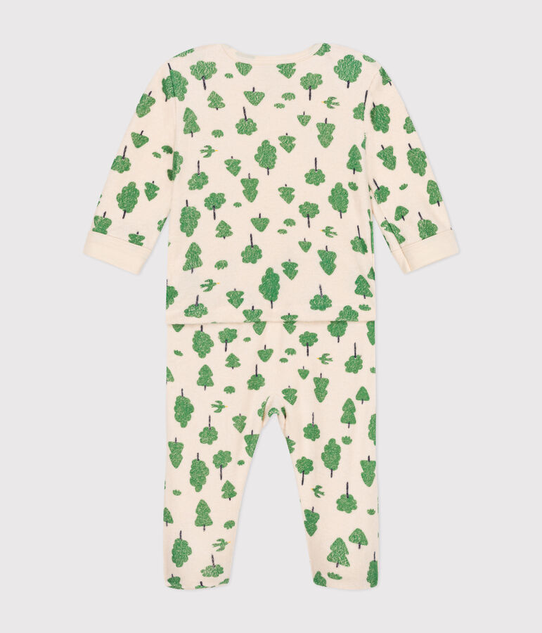 Babies' tree print brushed terry towelling pyjamas AVALANCHE white/MULTICO