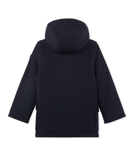 Boy's lined duffel coat in wool broadcloth SMOKING blue