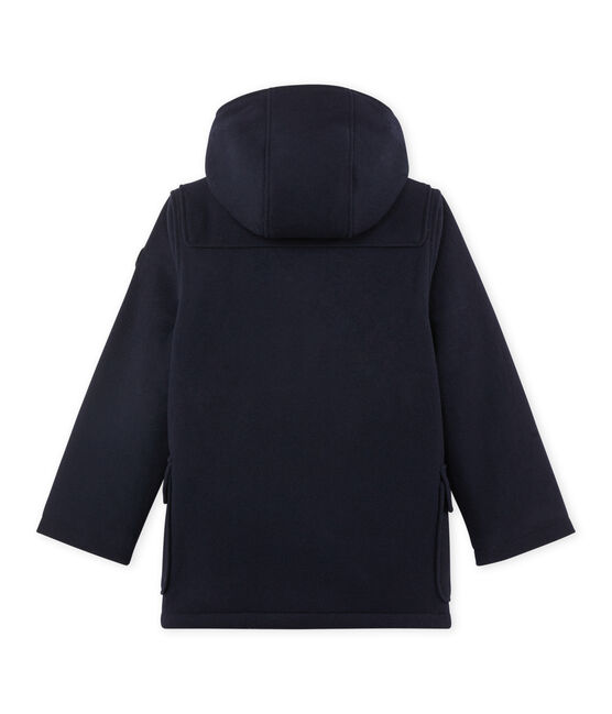 Boy's lined duffel coat in wool broadcloth SMOKING blue