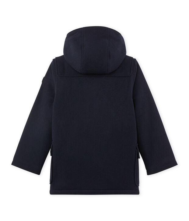 Boy's lined duffel coat in wool broadcloth blue