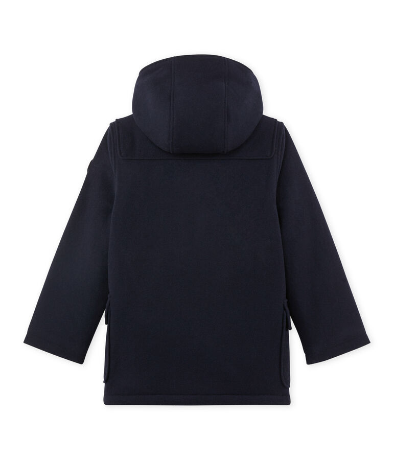 Boy's lined duffel coat in wool broadcloth blue