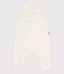 Babies' plain dungarees knitted in wool and cotton MARSHMALLOW white