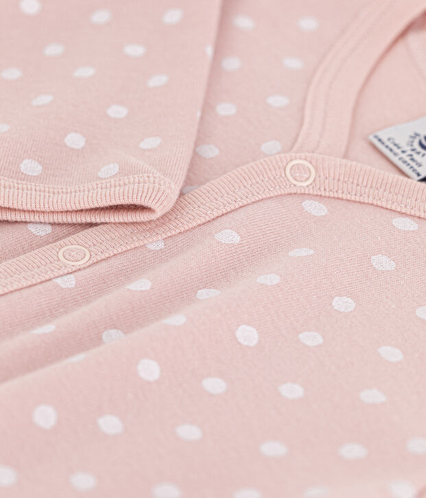 Spotted Cotton Sleepsuit pink/white