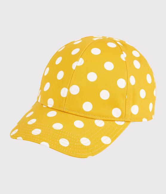 Girls' Spotted Print Cap SHINE yellow/MARSHMALLOW white