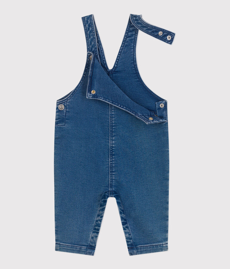 Babies' long-leg elastane denim dungarees blue