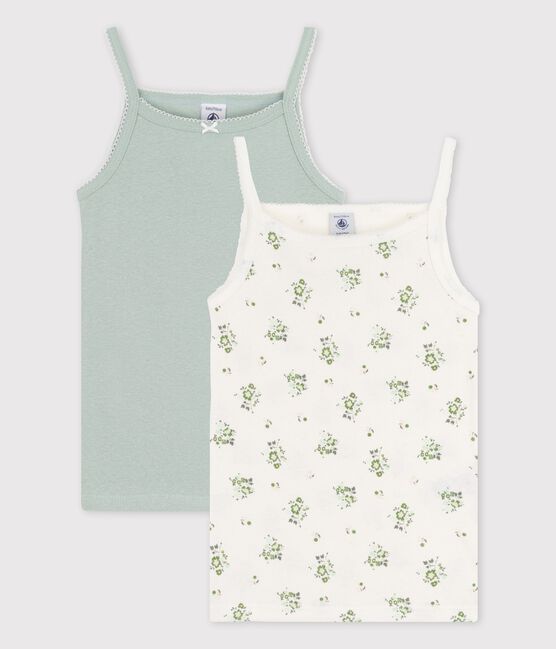 Girls' Cotton/Linen Floral Vest Tops - 2-Pack variante 1
