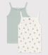 Girls' Cotton/Linen Floral Vest Tops - 2-Pack