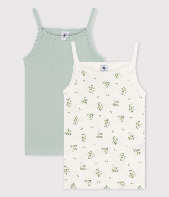 Girls' Cotton/Linen Floral Vest Tops - 2-Pack variante 1