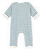 Babies' Unisex Long Striped Jumpsuit in Extra Warm Brushed Terry MARSHMALLOW white/ASTRO blue