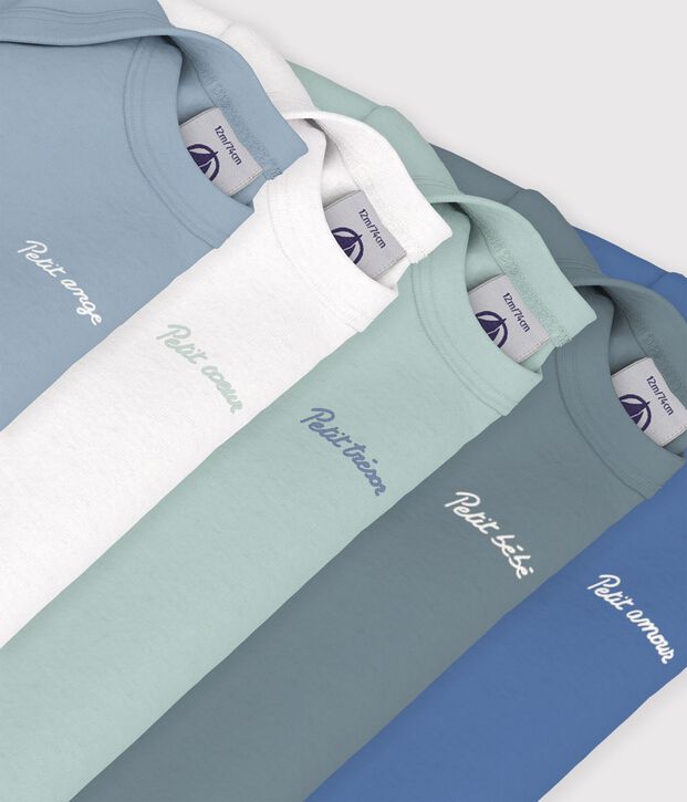 Pack of plain cotton long-sleeved bodies for babies multicolor