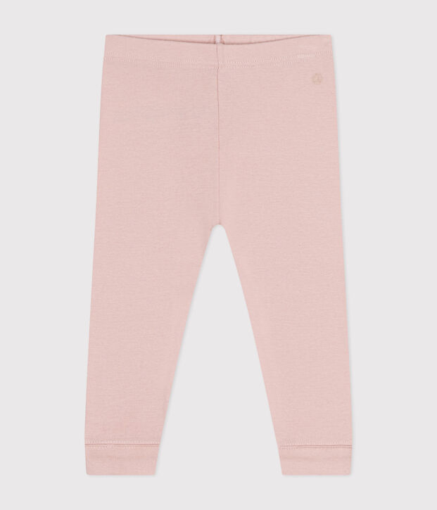 Babies' plain cotton leggings pink