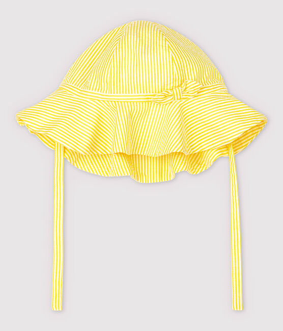 Baby Girls' Striped Seersucker Floppy Hat SHINE yellow/MARSHMALLOW white