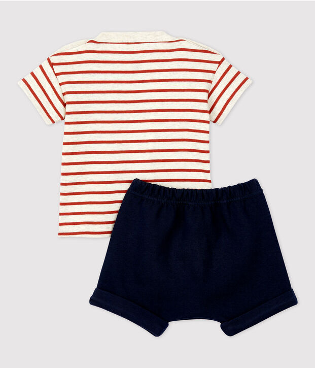 Babies' Organic Cotton Striped Clothing - 2-Piece Set beige/brown