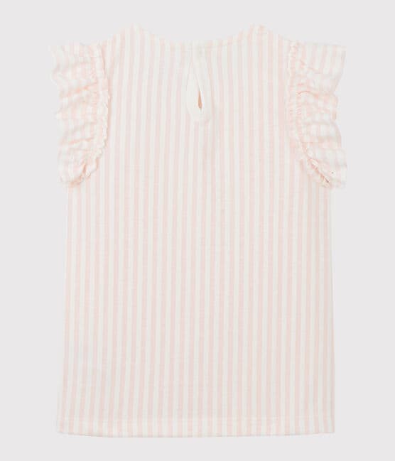 Girls' Short-Sleeved Jersey T-shirt MINOIS pink/MARSHMALLOW white