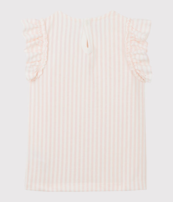 Girls' Short-Sleeved Jersey T-shirt MINOIS pink/MARSHMALLOW white