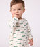 Babies' brushed fleece crocodile-print pyjama suit with a back opening MILK /MULTICO