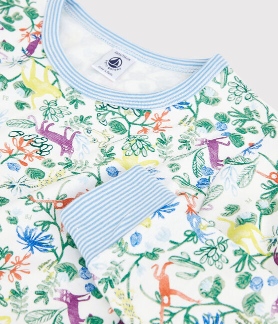Boys' Jungle Print Cotton Pyjamas MARSHMALLOW white/MULTICO white