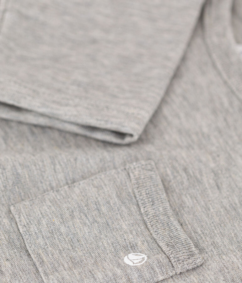Babies' Long-Sleeved Slub Jersey T-Shirt CHATON CHINE grey