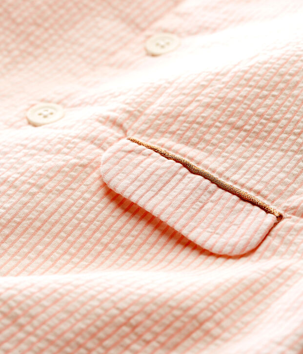 Baby girls' striped coat white/pink