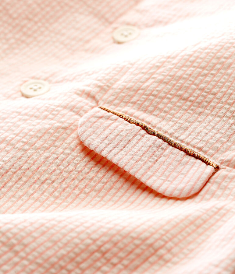 Baby girls' striped coat white/pink