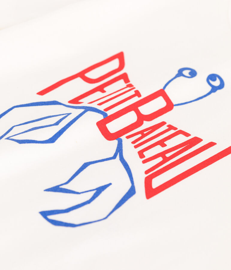 Children's short-sleeved printed cotton T-shirt white