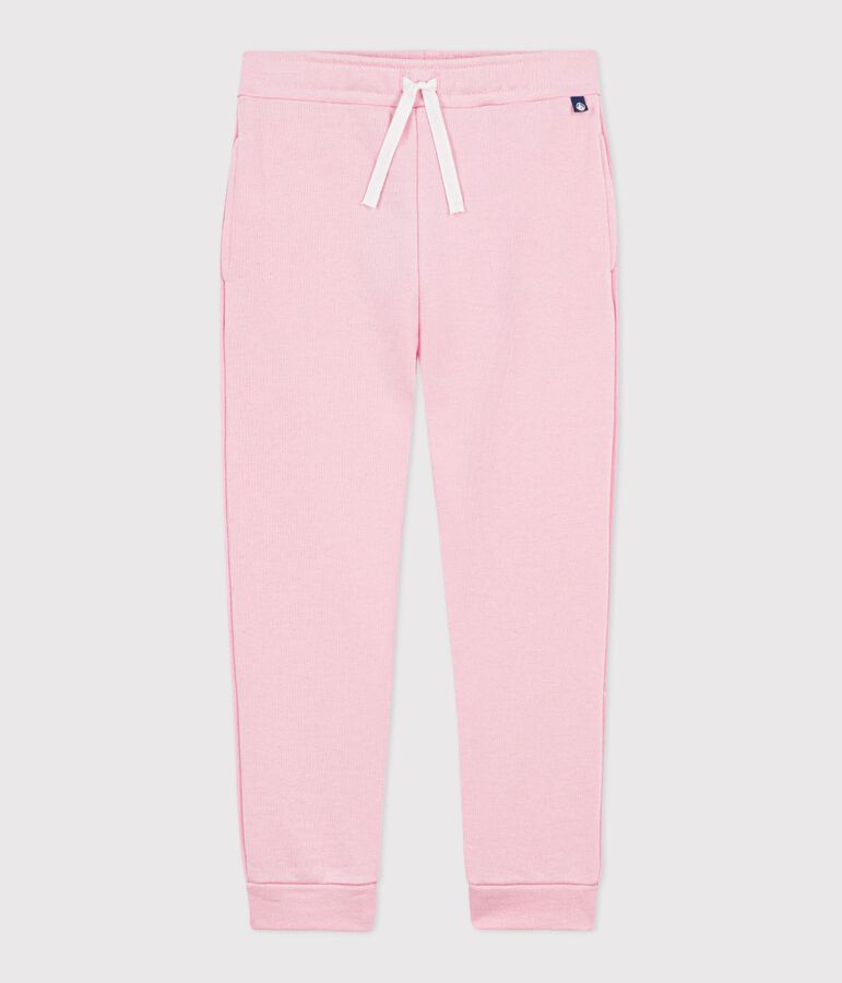 Children's plain cotton jogging bottoms pink