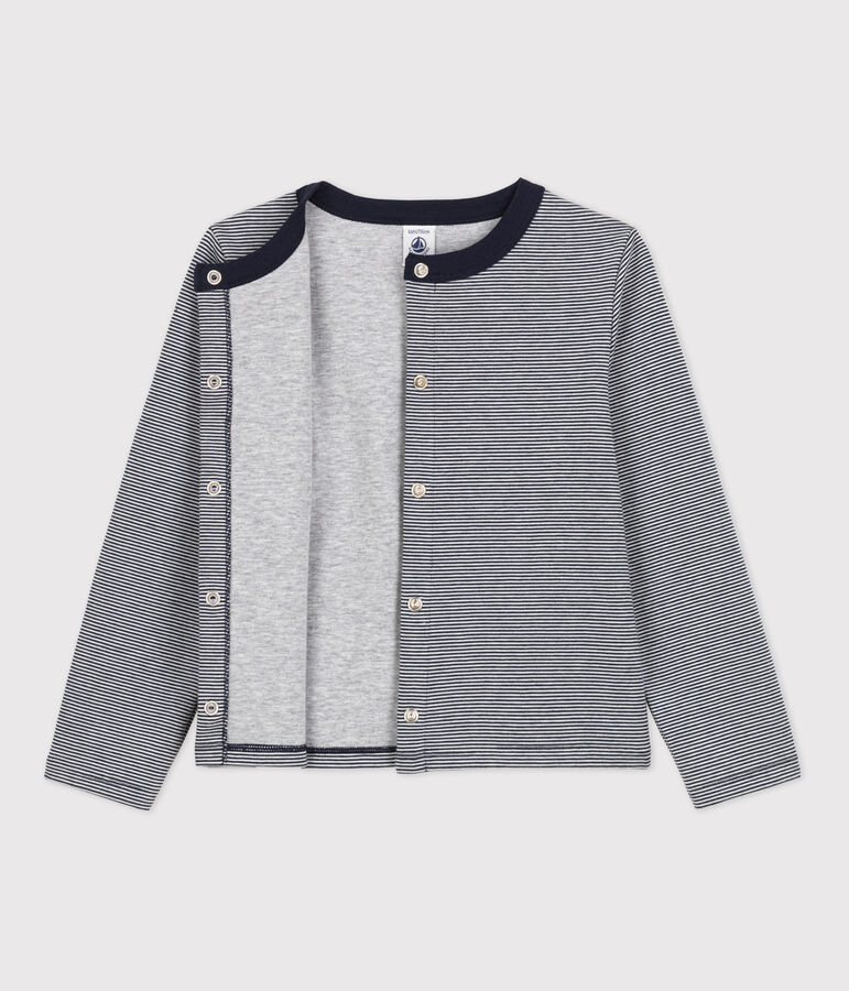 Girls' Double Jersey Cardigan SMOKING blue/MARSHMALLOW white