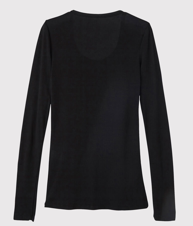Women's Fine Rib Knit T-Shirt black