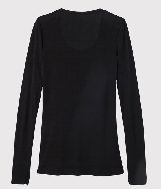 Women's Fine Rib Knit T-Shirt NOIR black