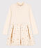 Girls' Long-Sleeved Dual-Material Dress AVALANCHE Ecru